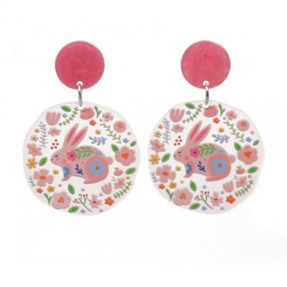 Sweet Bunny dangle acrylic earrings - Picture 1 of 6